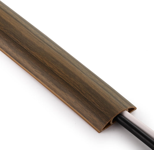 ZhiYo 5.6ft Floor Cord Cover, Cable Cavity 0.6" W x 0.3" H, Yellow Oak Wood