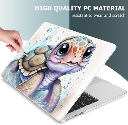 Mektron for 2024 M3 MacBook Air 13.6 Inch A3113 Case Fits 2022 2023 A2681 M2 Chip with Liquid Retina Display Touch ID, Printed Plastic Hard Shell Cover for MacBook Air 13.6", Cute Turtle