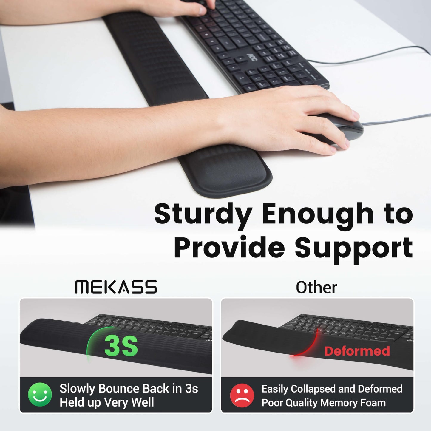 MEKASS Ergonomic Wrist Rest for Keyboard and Mouse, Soft Memory Foam Keyboard Wrist Rest Set with Non-Slip Silicone Base, Easy Typing, Pain Relief, Comfort for Office, Work, Gaming (Purple)