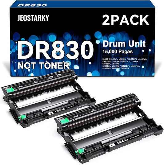 Jeostarky Compatible DR830 Drum Unit (NOT Toner) Replacement for Brother DR830 DR-830 Drum use with HL-L2460DW HL-L2405W HL-L2400D HL-L2480DW MFC-L2820DW MFC-L2820DW XL DCP-L2640DW Printer (2 Pack)