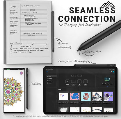 V-Pen EMR Stylus Remarkable 2 Pen Replacement with Digital Eraser + 5 Tips | 4096 Pressure Level Sensitivity & Palm Rejection | Digital Pen Marker Plus Compatible Kindle Scribe & Tablet Pen