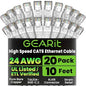 GearIT Cat 6 Ethernet Cable (20-Pack 10 Feet) Cat6 Network Patch, 10Gbps, RJ45, Snagless Cord, Gold-Plated Connectors, Internet for PC, TV, Tablet, Router, Printer, Servers, IT Data Center - White