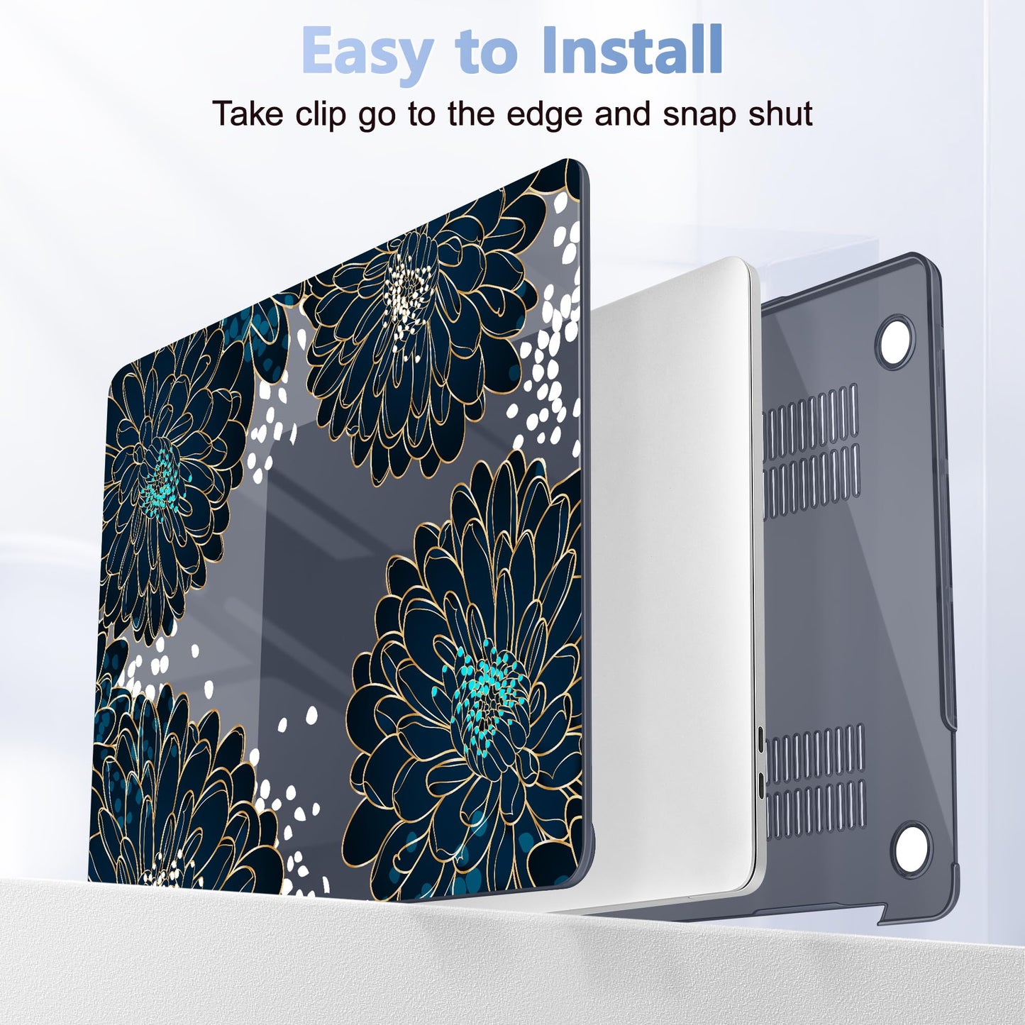 Lepeoac Case for MacBook Pro 13 inch Case M2 2022-2016 A2338 M1 A2251 A2289 A2159 A1989 A1708 A1706, Plastic Hard Shell + Keyboard Cover + Dust Plug, Luxury Floral