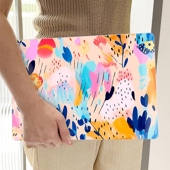 TWOLSKOO Compatible with M4 MacBook Air 13.6 inch Case 2025-2022 Release M4 A3240 M3 A3113 M2 A2681, Plastic Hard Shell & Keyboard Cover & Type C Adapter & Screen Protector, Bright Abstract Florals