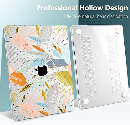 TWOLSKOO for M4 MacBook Air 13.6 inch Case 2025-2022 Release M4 A3240 M3 A3113 M2 A2681, Plastic Hard Shell & Screen Protector & Keyboard Cover & Trackpad Film, Doodle Floral
