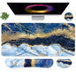 4-in-1 Large Gaming Mouse Pad, Keyboard Wrist Rest Pad & Wrist Support Mousepad Set, Extended Desk Pad Waterproof Desk Mat for Home Office Study Game - Blue Gold Marble