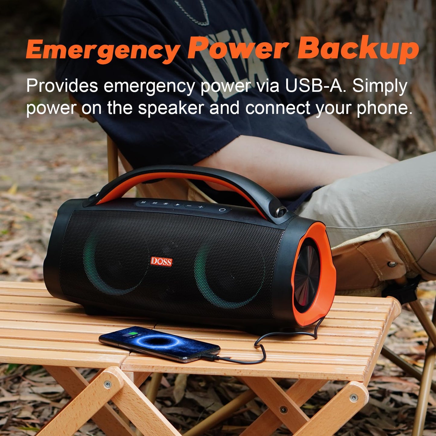 DOSS Extreme Boom Pro 100W Loud Outdoor Speaker, IPX6 Waterproof for Beach