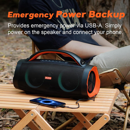 DOSS Extreme Boom Pro 100W Loud Outdoor Speaker, IPX6 Waterproof for Beach