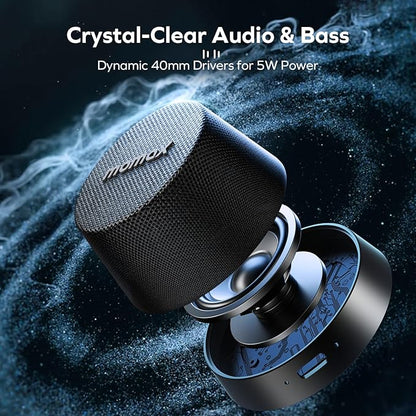 MOMAX Magnetic Portable Bluetooth Speaker - Mini Waterproof Shower Speaker with Bass, 12H Playtime, Outdoor Speaker True Wireless Stereo Pairing for Golf, Beach, Home, Travel, Gift Ideas