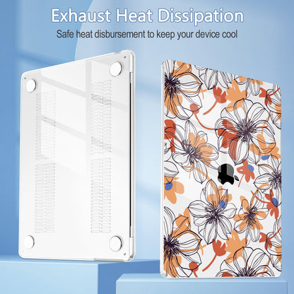 Mektron Compatible with M4 MacBook Air 15 inch Case 2025 A3241 2024 2023 M3 A3114 A2941 M2 Liquid Retina Display Touch ID, Plastic Hard Case & Keyboard Skin & Screen Protector - Floral C345