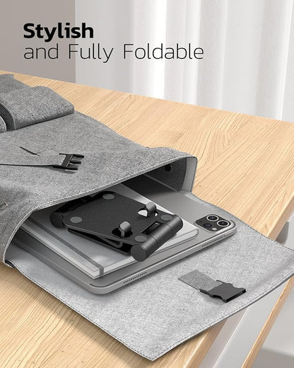 Nulaxy 2 Pack Dual Folding Cell Phone Stand, Fully Adjustable Foldable Desktop Phone Holder Cradle Dock Compatible with Phone 16 15 14 13 12 Pro Xs Xs Max Xr, All Phones, Black&Gold