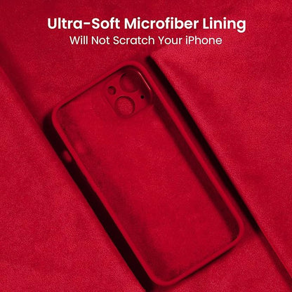FireNova Designed for iPhone 13 Case, Silicone Upgraded [Camera Protection] Phone Case with [2 Screen Protectors], Soft Anti-Scratch Microfiber Lining Inside, 6.1 inch, Deep Red
