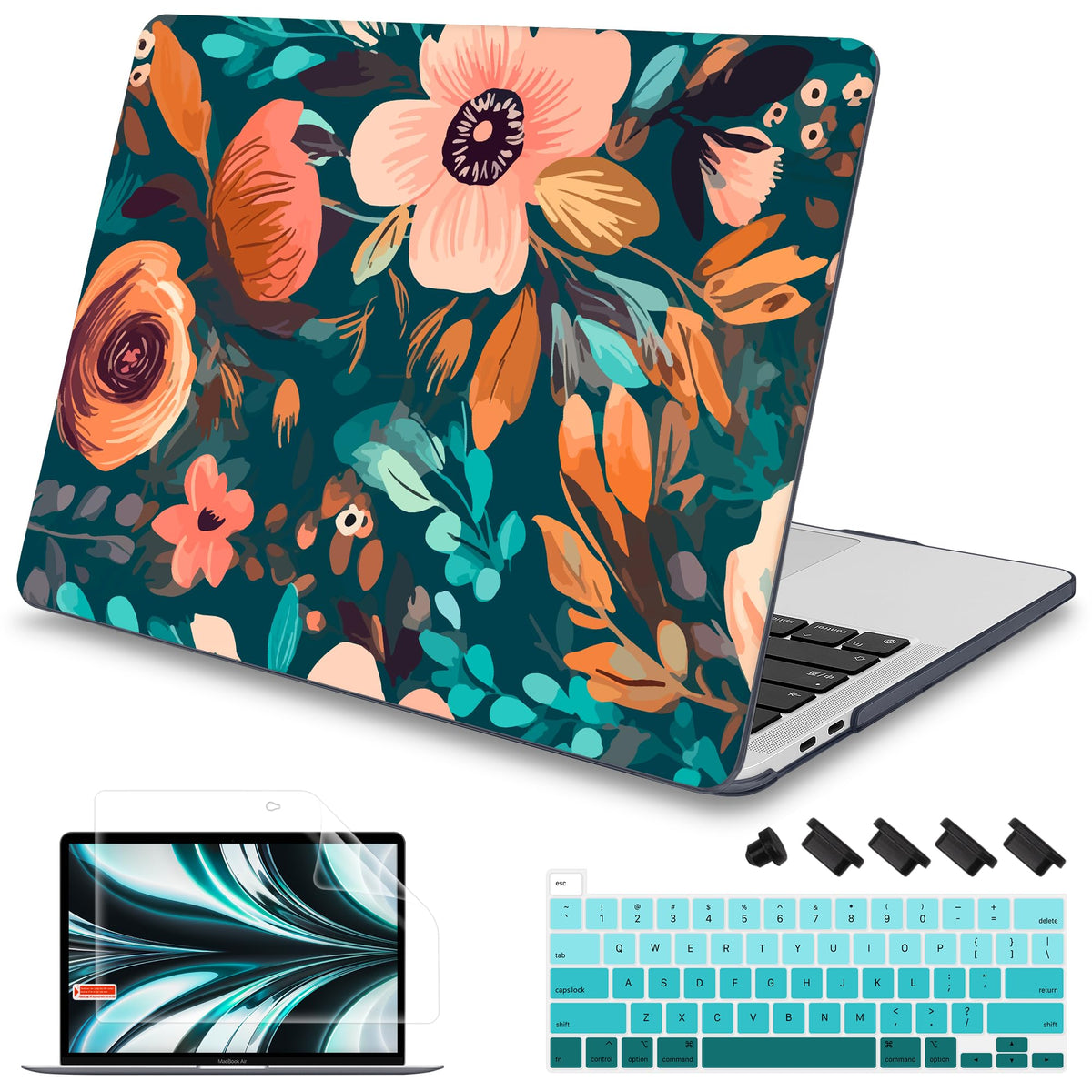 Mektron Designed Case for MacBook Pro 16 Inch A2141 Cover 2019 Release 16" with Liquid Retina Display/Touch ID, Plastic Hard Shell with Keyboard Skin & Screen Protector, Butterfly Flower C077