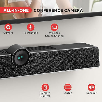 Pyle 4K USB Video Conference Room Camera System 120° FOV with 5X Zoom, AI Auto Framing, Echo Cancellation, 8m Mic Pickup Conferencing System for Home Offices, Zoom, Skype, Microsoft Teams, PC Meetings