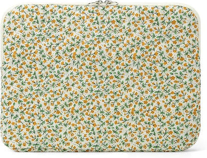 Puffy Laptop Sleeve 13-15.6 Inch Cute Quilted Laptop Protective Case Padded Floral Computer Sleeve for MacBook (B-Yellow, 11 Inch)
