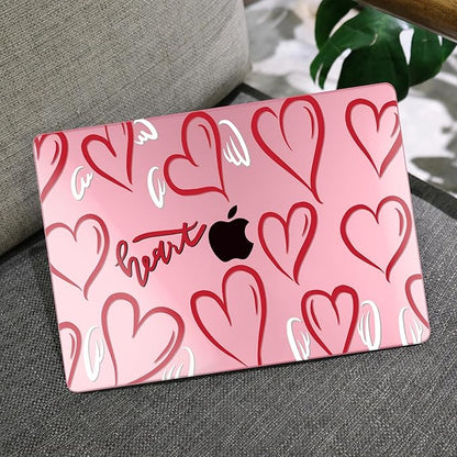 MEEgoodo Case for MacBook Pro 13 inch Case 2022 2021 2020 New A2338 M2/M1 A2251 A2289, Laptop Hard Shell with Keyboard & Camera Cover Compatible with 13 inch MacBook Pro, Heart with White Wings