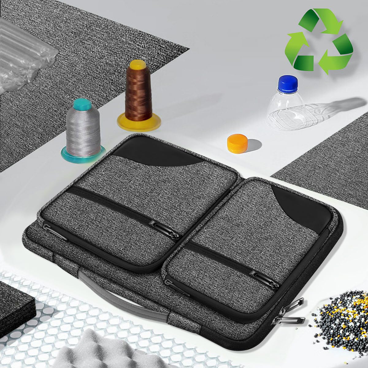 ZINZ 360 Protective Laptop Case 15" 15.6" 16" Sleeve, Water-Resistant Handbag with Straps Compatible with 16" MacBook Neo, MacBook Pro Air 16"/15", XPS 16" and Most 15" 15.6" 16" Notebooks,G01BK02