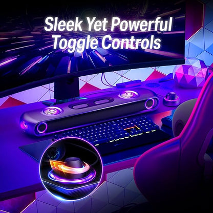 OXS Thunder Pro+ Gaming Soundbar with Wireless Satellite Neck Speaker, 7.1.2 Dolby Atmos Surround Sound System, Built-in Woofer, App Customization, RGB Effects, 3 Pro Gamer Modes, Sleek Toggle Design