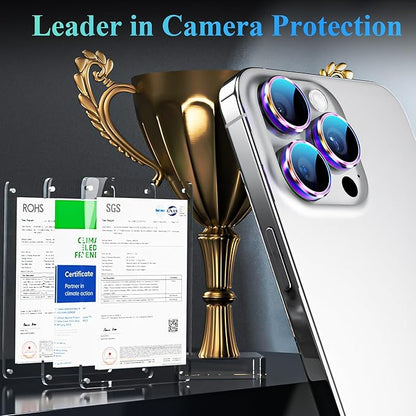 YWXTW Camera Lens Protector for iPhone 16 Pro/iPhone 16 Pro Max, [1 Step Installation Tray] Tempered Glass Screen Protector Metal Individual Camera Cover Accessories Case Friendly (Multi-Coloured)