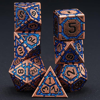 DND Metal Dice Set, Polyhedral Dice Set for RPG D&D Dice with Cracks Dungeons and Dragons Dice Set for RPG TTRPG D&D Die with Gift Case