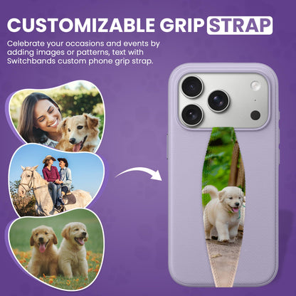 Switchbands Animal Phone Grip Strap 2 Pack – Reversible Elastic Strap, Adhesive-Free, Drop Protection, Anti-Theft Protection, Wireless Charging Compatible, Universal Phone Grip – Brown & Black Cows