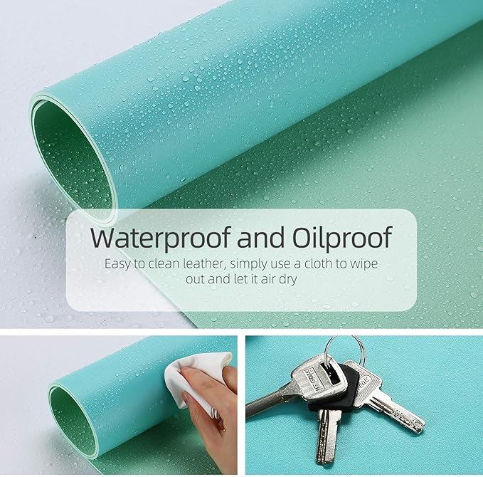 YSAGi Desk Mat, Mouse Pad,Waterproof Desk Pad,Large mouse pad for desk, Leather Desk Pad Large for Keyboard and Mouse,Dual-Sided Mouse Mat for Office and Home (35.4" x 17", Calamine Blue+Cobalt Green)