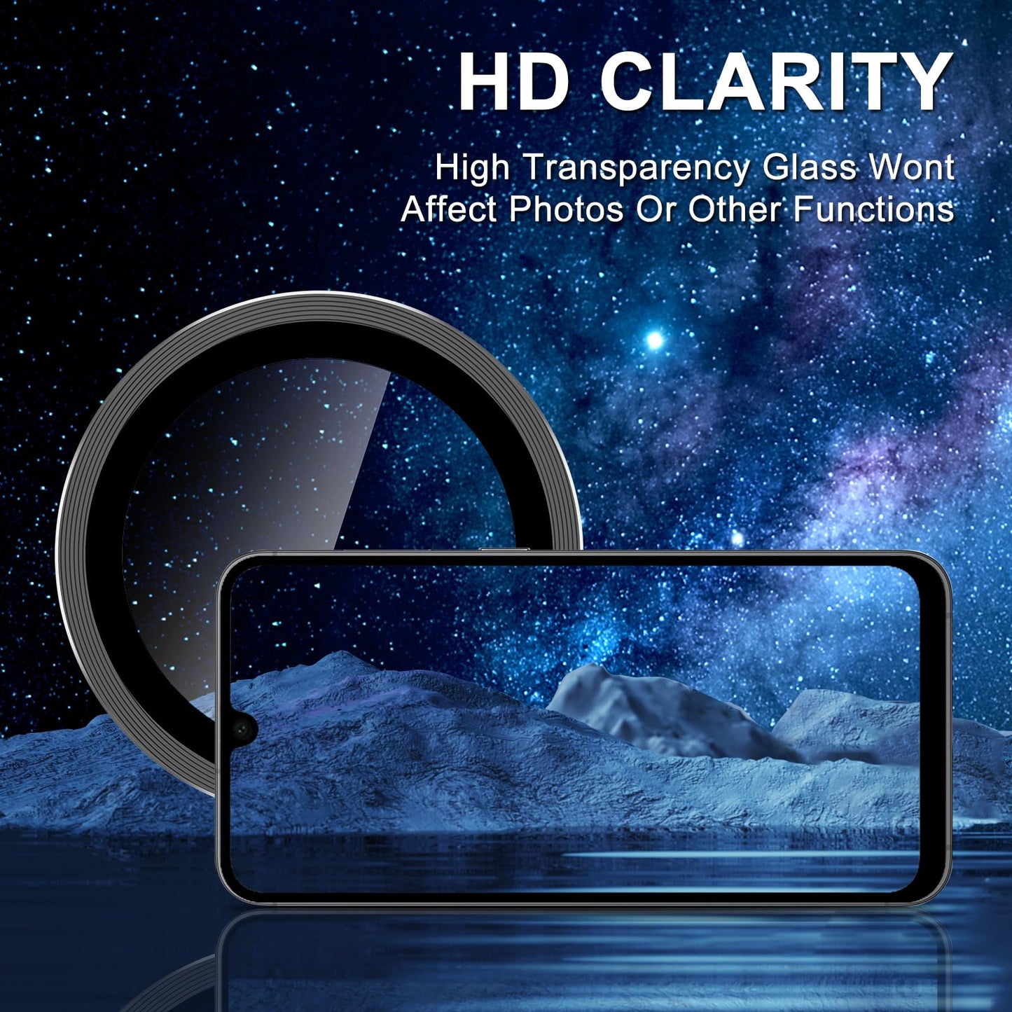 Avocase for Samsung Galaxy A16 Camera Lens Protector, Individual Metal Ring Tempered Glass Lens Cover, [Strong Adsorption] Scratch Resistant Ultra-Thin HD Clear Lens Cover, 1 Set-Black