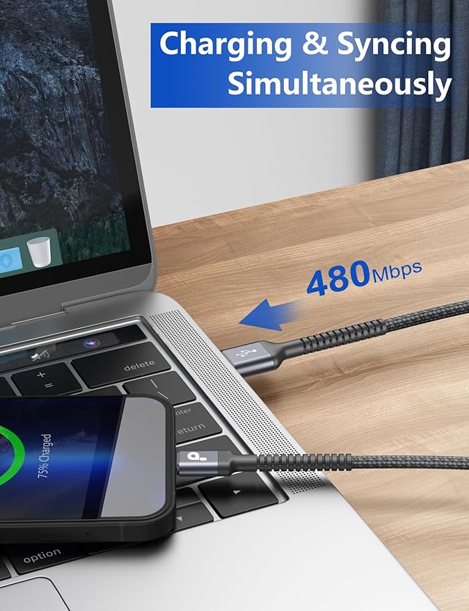 Lightning Cable 3ft 2Pack, [Apple MFi Certified] iPhone Charger Cable Nylon Braided Charging Cord Compatible with iPhone 14/13 / 12/11 / Pro Max/X/Xs Max/Xr /8 Plus/ 7 Plus/ 6S Plus / 6 Plus/iPad