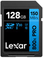 Lexar 128GB High-Performance 800x PRO SD Card, UHS-I, C10, U3, V30, 4K, Up to 150MB/s Read SDXC Memory Card, for Point-and-Shoot & Mid-Range DSLR Cameras, HD Camcorders (LSD0800P128G-BNNNU)