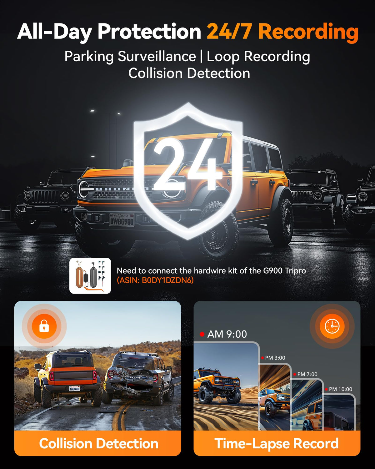 WOLFBOX G900 Tripro Bumper 3 Channel 4K Mirror Dash Cam,8MP STARVIS IMX678