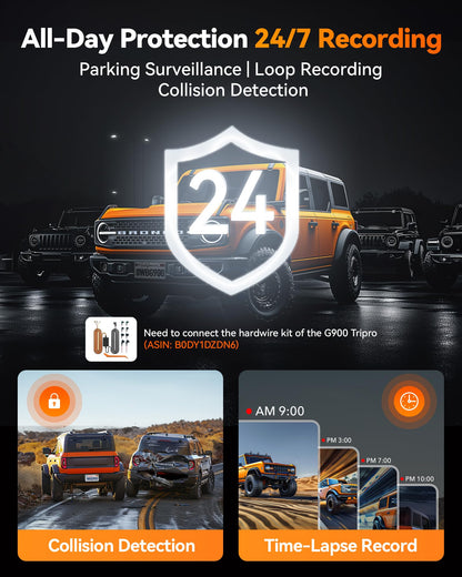 WOLFBOX G900 Tripro Bumper 3 Channel 4K Mirror Dash Cam,8MP STARVIS IMX678