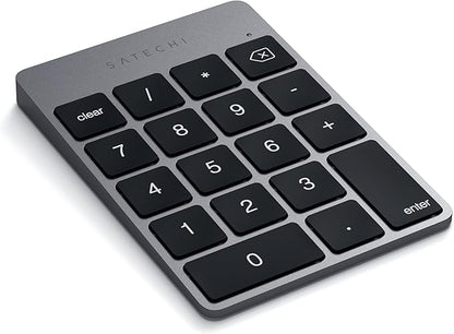 Satechi Slim Aluminum Bluetooth Keypad, Wireless Number Pad with 18 Keys, Micro USB Rechargeable Numpad, External Number Pad for MacBook Air/Pro M4, iPad Air/Pro M4/M3, iMac, PC - Space Gray