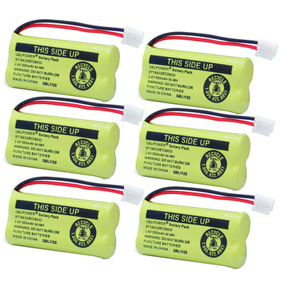 QBLPOWER BT18433/BT28433 2.4V 500mAh Ni-MH Battery Pack Rechargeable Compatible with BT184342 BT284342 BT-8300 BATT-6010 BT1011 BT1018 BT1022 BT1031 89-1326-00-00/89-1330-01-00/CPH-515D (Pack of 6)