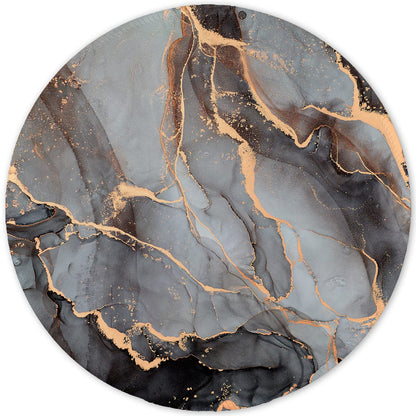 ITNRSIIET Round Mouse Pad with Stitched Edge Premium-Textured Waterproof Non-Slip Rubber Base Desktop Protection Mat Diameter 8.7 inches, Black Grey Marble