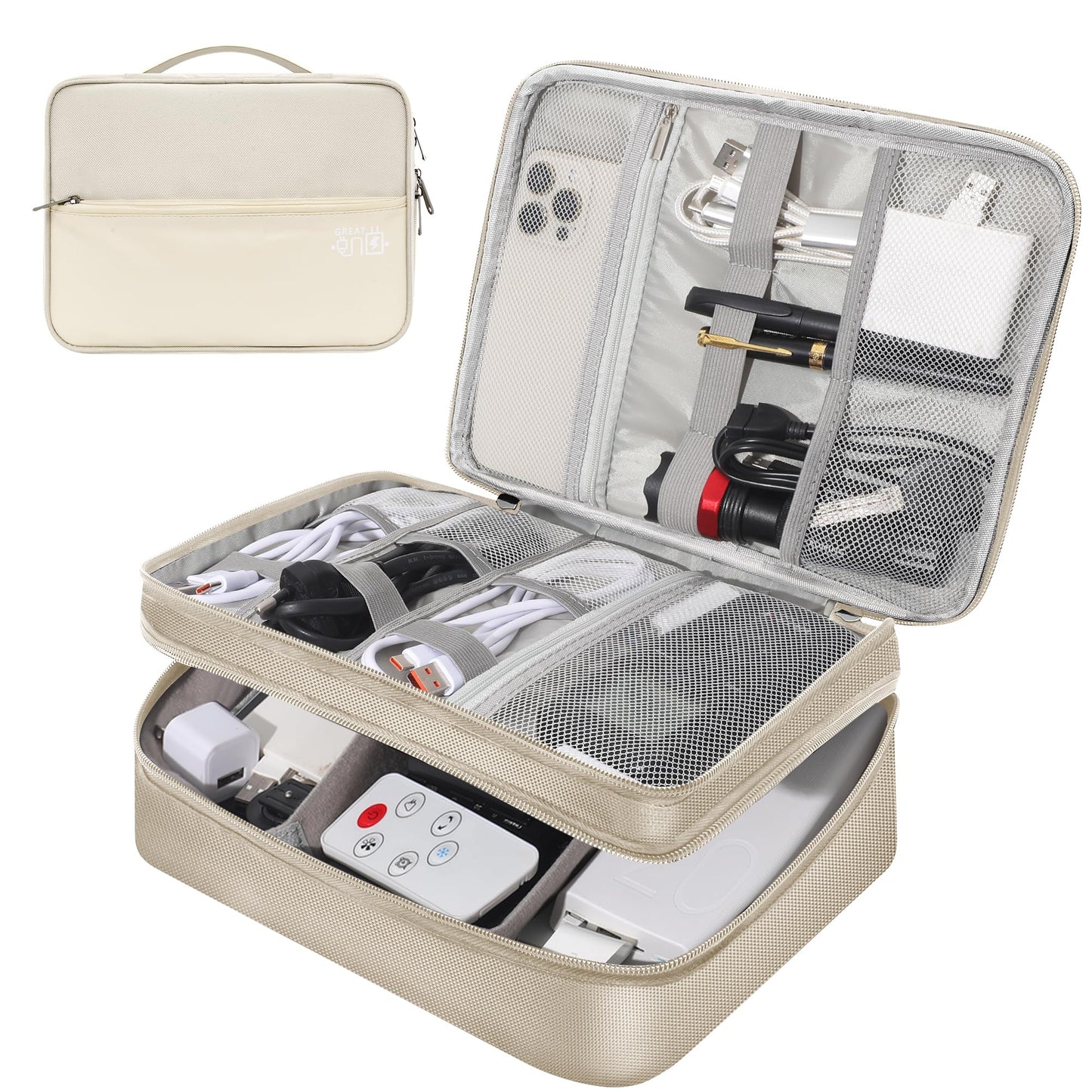 CILLA Electronic Organizer Travel Case, Travel Cord Organizer Case Portable Waterproof Cable Organizer Bag for Charger, Cord, USB, Power Bank, Earphone