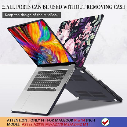 CISSOOK Compatible with MacBook Pro 14 inch Case M4 A3112 A3185 A3401 M3 A2992 A2918 M2 A2779 M1 A2442 Chip 2024 2023 2022 2021 Release, Plastic Hard Shell for MacBook Pro 14.2, Pink Flowers