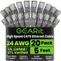 GEARit Cat6 Patch Cables Cat 6 Ethernet Cable 1 ft 20-Pack Purple