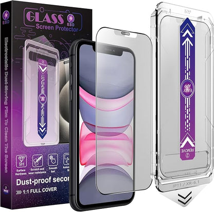 2 Pack Matte Screen Protector for iPhone 11/iPhone XR, 9H Tempered Glass, Full Coverage, Anti-Fingerprint, Auto Dust-Elimination, No Bubble, Easy Installation
