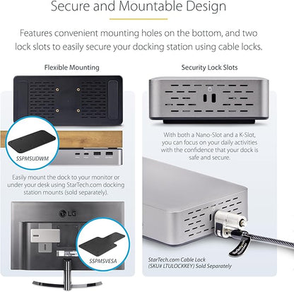 StarTech.com USB-C Docking Station (10-in-1, USB4), Up to 100W Charging for Laptop, 40Gbps Data Transfer, 2.5Gb Ethernet, Single 8K, Dual 4K Display, 6X USB (Not MacOS Compatible)