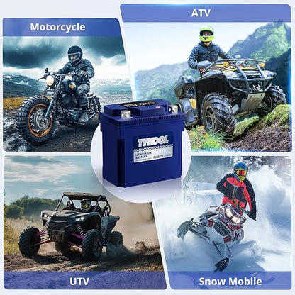 TYKOOL YTX14AHL-BS LiFePO4 Lithium Motorcycle Battery,12.8V 8Ah,480CCA,Digital Readout,Powersports Battery, Fits for Motorcycle,ATV,Snowmobile,PWC. 3X Cranking Amps,5X Longer Life.Fast Charging.