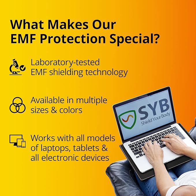 Shield Your Body - Laptop Lap Pad with SaferBody™, Anti Radiation Shield & Heat Shield Pad, EMF Blocker Laptop Pad for Up to 14in.Wide Device (13.8 x 10.7 inches), Jet Black PU Leather Color