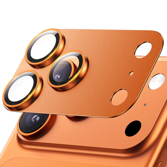 Hoerrye for iPhone 17 Pro Max Camera Lens Protector - [12FT Shatterproof Military Grade] [Strong Adsorption] 9H+ Tempered Glass Camera Screen Full Protective Cover Case Friendly,Cosmic Orange