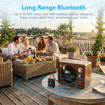 1Mii B06HD+ Hi-Res LDAC Bluetooth 5.3 Receiver for Home Stereo, Hi-Fi Bluetooth Audio Adapter w/Display, Built-in Audiophile DAC, aptX HD Low Latency, RCA Optical Coaxial for Old Stereo Receiver