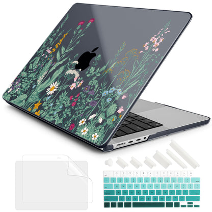 DONGKE Compatible with MacBook Pro 16 Inch Case (2026-2021 Release, M5 M4 M3 M2 M1 Pro/Max Chip), Plastic Hard Shell Cover with Keyboard Cover & Screen Protector for MacBook Pro 16", Garden Florals