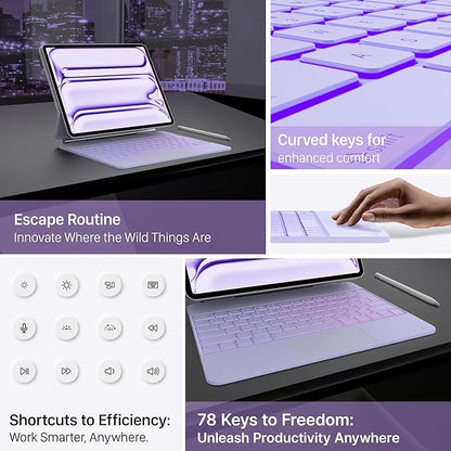 typecase Keyboard Case for iPad Pro 13-inch (M4) 2024,Magic Keyboard with 11 Colors Backlight for iPad Pro 13,Keyboard Case with Pencil Holder,Multi-Touch Trackpad,Easy-Set Magnetic Stand,Light Purple