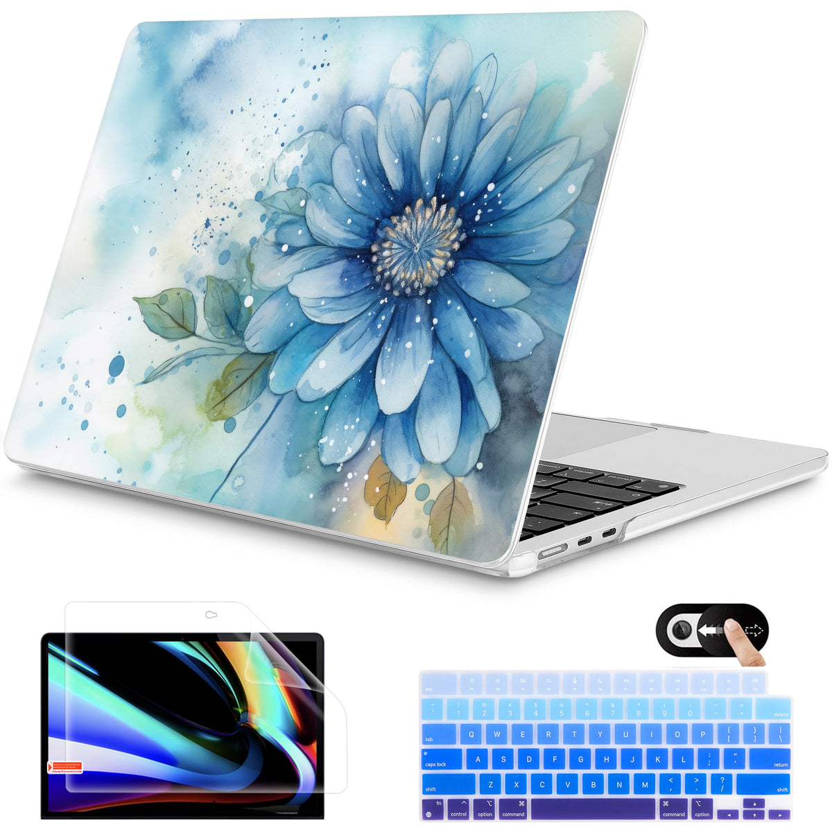 Mektron for 2026 MacBook Air 13-inch M5 Laptop Case A3449 with 13.6-inch Liquid Retina Display Fits 2025 A3240 M4 2024 A3113 M3 2023 A2681 M2 Printed Shell for MacBook Air 13.6", Dahlia Flower C035