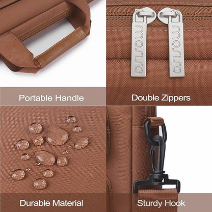 MOSISO Laptop Shoulder Bag, Computer Bag with 2 Raised&1 Flapover&1 Horizontal Pocket&Handle&Belt