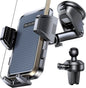 [2025 New] Dashboard Phone Holders for Your Car (+Air Vent Clip) [Military Grade Stable] , Car Cell Phone Holder, Rotatable Suction Cup Car Phone Mount for All Phone (Light Grey)
