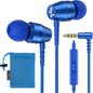 LUDOS OMNITONE Wired Earbuds in-Ear Headphones, 5 Years Warranty, Earphones with Microphone, 3.5 mm Jack Corded Ear Buds, Videoconference for iPhone, Samsung, Laptop, Kids, School Students - Blue