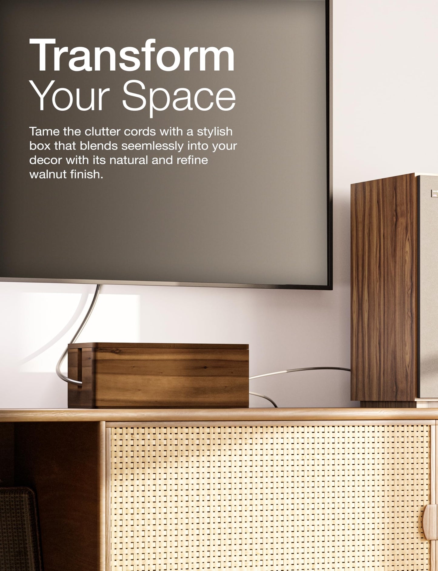 TIDITA 16" L Wooden Large Cable Management Box Round Edge (Walnut Color)